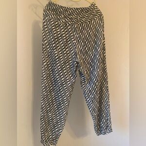 ANTHROPOLOGIE Black & White Print Harlem Jogger Pants Linen Blend Size 2